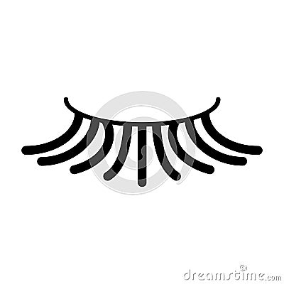 False simple eyelash vector icon. Black eyelash illustration on white background. Solid linear beauty icon. Vector Illustration