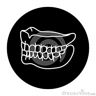 False teeth line icon. Dental prosthetic. Vector Illustration