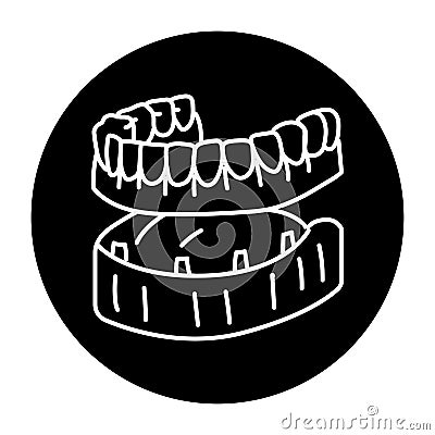 False teeth line icon. Dental prosthetic. Vector Illustration