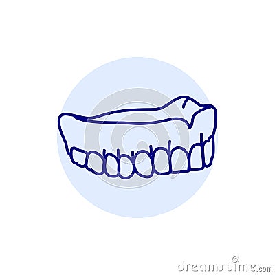 False teeth line icon. Dental prosthetic. Vector Illustration