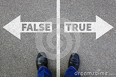 False true truth fake news lie lying facts decision decide Stock Photo