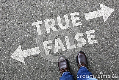 False true truth fake news lie lying facts decision decide comparison Stock Photo