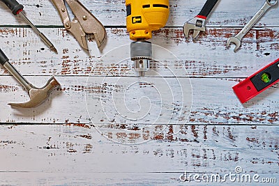 Faltlay ,Construction concept set of tools supplies for home construction builder or repair Stock Photo