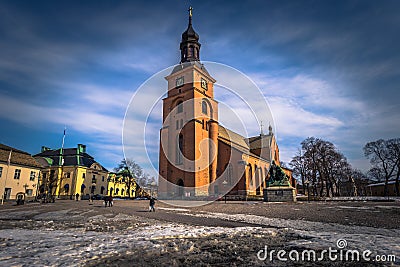 Falun - March 30, 2018: Falun cathedral in the center of the town of Falun in Dalarna, Sweden Editorial Stock Photo