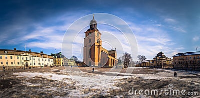 Falun - March 30, 2018: Falun cathedral in the center of the town of Falun in Dalarna, Sweden Editorial Stock Photo