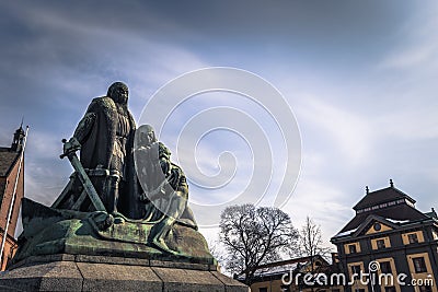 Falun - March 30, 2018: Memorial sculpture in the town of Falun in Dalarna, Sweden Stock Photo