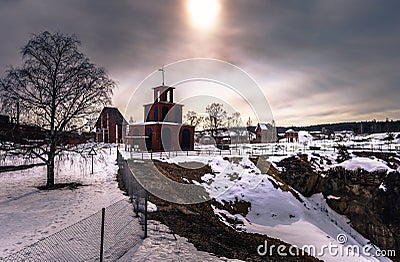 Falun - March 30, 2018: The open air copper mine of Falun, Sweden Stock Photo