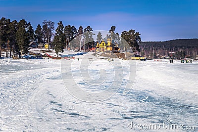 Falun - March 30, 2018: Resort of Framby Udde near the town of Falun in Dalarna, Sweden Stock Photo