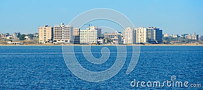 Famagusta.Abandoned hotels and the beach at Varosha in Famagusta. Stock Photo