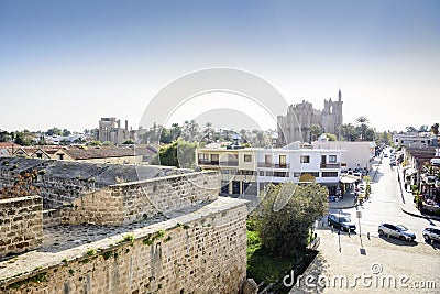 Famagusta city walls and city center, Northern Cyprus Stock Photo