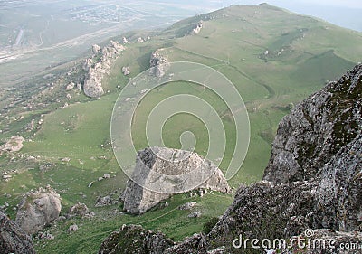 The famed rocky and green hills of Azerbaijan - Mountains Stock Photo