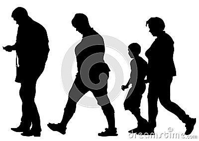 Famely whit kids one Vector Illustration