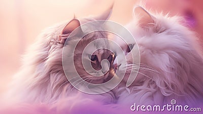 Familiar Background A Cat's Affectionate Nuzzle Stock Photo