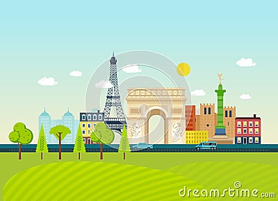 Familiarity with traditions, culture, architecture, sights, atmosphere of the city. Vector Illustration