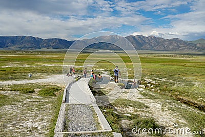 Families and kids enjoying Wild Willy`s Hot Spring Editorial Stock Photo