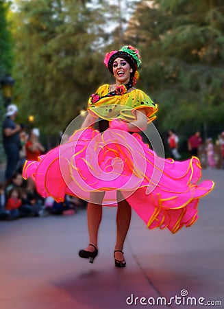 Disney Parade Costumed Dancer in Vertical Layout Editorial Stock Photo