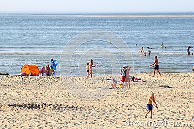 Families people white beach sea, Renesse, Netherlands Editorial Stock Photo