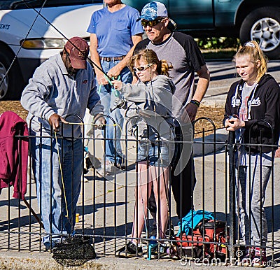 Families Trout Fishing Editorial Stock Photo