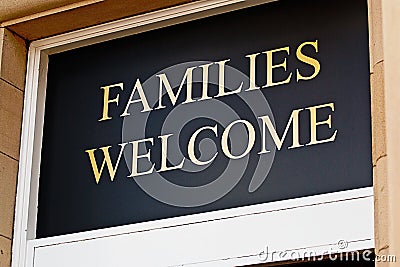 Families welcome sign Stock Photo