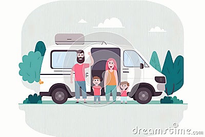 Families who spend time traveling together. Ai generated Stock Photo
