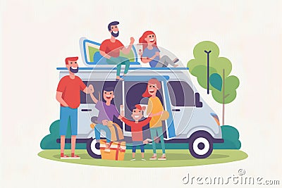 Families who spend time traveling together. Ai generated Stock Photo