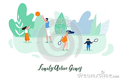 Family Active Outdoor Games Flat Vector Concept Vector Illustration