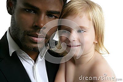 Family african father caucasian daughter Stock Photo