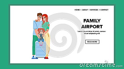 family airport vector Cartoon Illustration