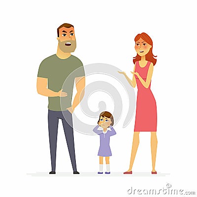 Family argument - cartoon people character isolated illustration Vector Illustration