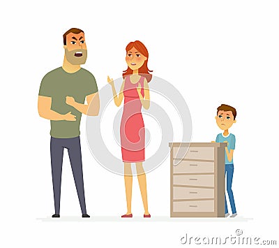 Family argument - cartoon people character isolated illustration Vector Illustration