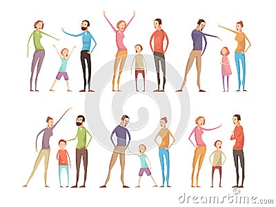 Family Arguments Character Set Vector Illustration