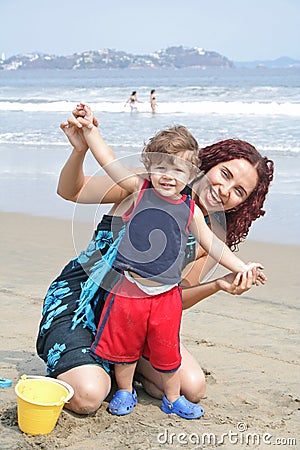 Family Beach Stock Photo