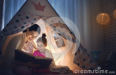 Family bedtime Stock Photo