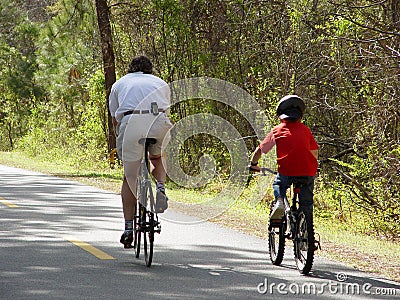 Family Bicycle Riding Stock Photo