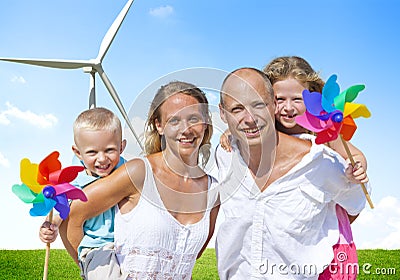 Family Bonding Turbine Cheerful Lifestyles Concept Stock Photo