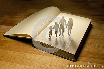 Family Book Story Stock Photo