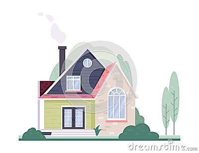 Family bright multicoloured building Vector Illustration