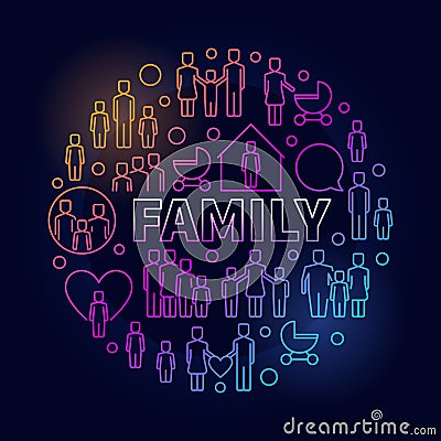 Family bright round illustration Vector Illustration