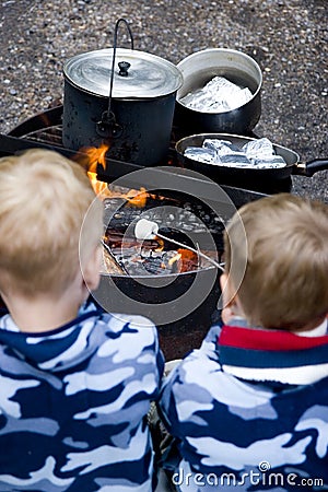 Family camping Stock Photo