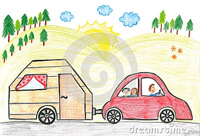 Family car with caravan Stock Photo