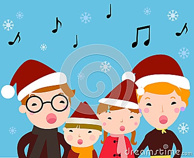 Family carolers Vector Illustration