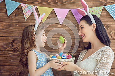 Family celebrate Easter Stock Photo