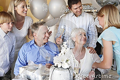 Family Celebrating 25Th Anniversary Stock Photo