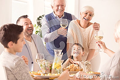 Family celebrating anniversary Stock Photo