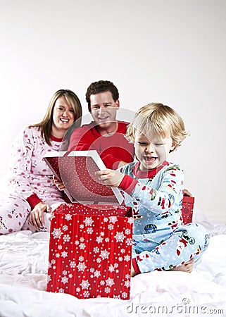 Family on Christmas morning Stock Photo