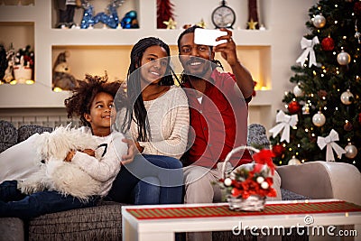 Family Christmas selfie Stock Photo