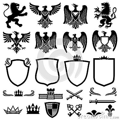 Family coat of arms vector elements for heraldic royal emblems Vector Illustration