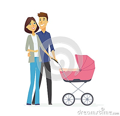 Family - colored modern flat illustration composition. Vector Illustration