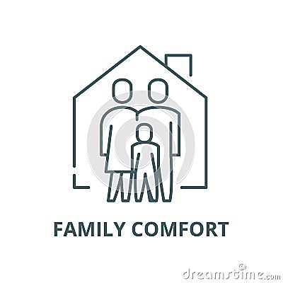 Family comfort vector line icon, linear concept, outline sign, symbol Vector Illustration