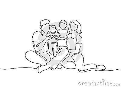 Family concept Father, mother and kids sitting Vector Illustration